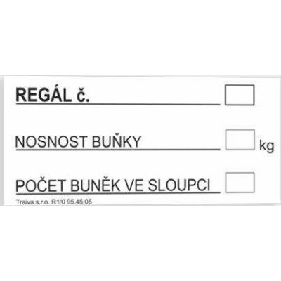Traiva s.r.o Označení regálu č. 1 Verze: Samolepka 297 x 210 mm (A4) tl. 0.1 mm - Kód: 10881 – Hledejceny.cz