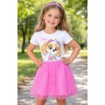 Eplusm Dívčí šaty TLAPKOVÁ PATROLA SKYE s tylovou vrstvou růžovobílé Bílorůžová – Sleviste.cz