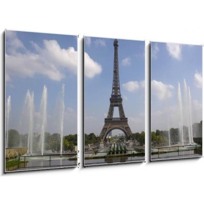 Obraz 3D třídílný - 90 x 50 cm - The Eiffel tower from Trocadero in Paris Eiffelova věž z Trocadéra v Paříži – Zbozi.Blesk.cz