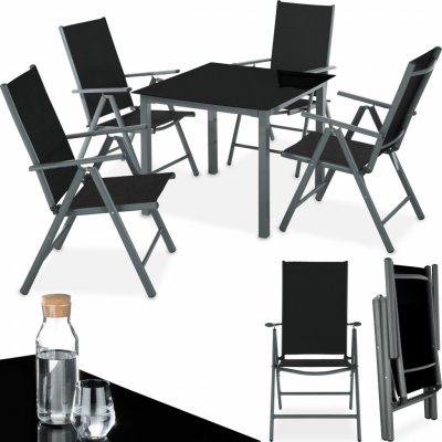 tectake 403905 zahradní hliníkový nábytek 4+1 - tmavě šedá – Hledejceny.cz