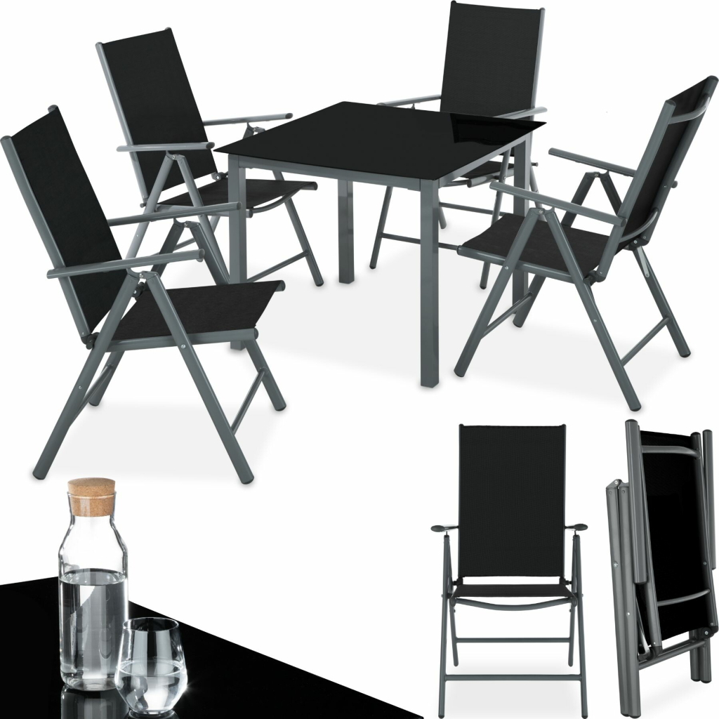 tectake 403905 zahradní hliníkový nábytek 4+1 - tmavě šedá
