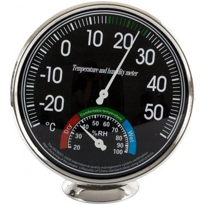 Analogový pokojový vlhkoměr s teploměrem, černý | Zboží Auto
