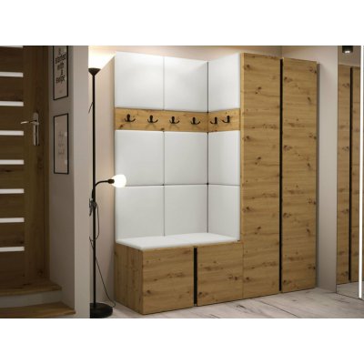 ORION III s botníkem a čalouněnými panely DUB ekokůže bílá Mirjan ORION III DUB Artisan DUB Artisan černá soft 017 bílá – Zboží Mobilmania