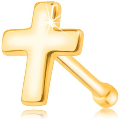 Šperky Eshop piercing do nosu ze zlata lesklý latinský křížek S2GG229.17 – Zboží Mobilmania