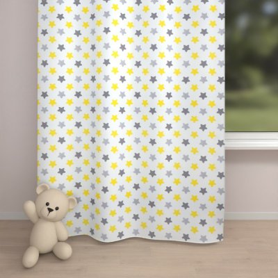 Biante Dětský bavlněný závěs Sandra SA-203 Žluto-šedé hvězdy 150x140 cm – Hledejceny.cz