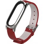 Xiaomi Mi Band 3/4/5/6 Kožený style řemínek Červenostříbrná MBSCZ-5KO04 – Zboží Živě