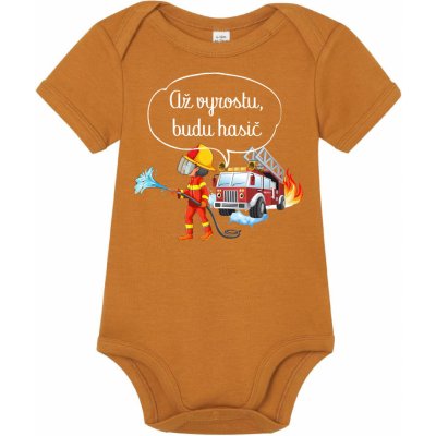Fajntričko Kids Dětské body Až vyrostu budu hasič hnedá – Zboží Dáma