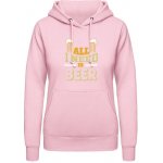 AWDis Hoodie mikina Vše co potřebuji je pivo Miminkovská růžová dámské – Hledejceny.cz