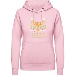 AWDis Hoodie mikina Vše, co potřebuji, je pivo Miminkovská růžová