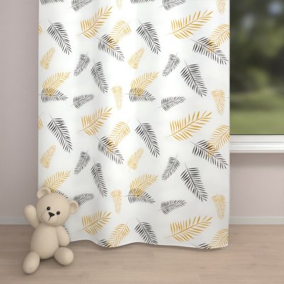 Biante Dětský bavlněný závěs Sandra SA-219 Zlaté a černé palmové listy na bílém 150x220 cm – Hledejceny.cz