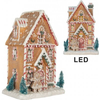 Clayre & Eef Perníkový LED domek s perníčkem Gingerbread Cotti Candy - 17*12*25 cm – Hledejceny.cz