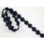 Vzdušná krajka kytička - tmavě modrá - šířka 1,3 cm – Zboží Mobilmania