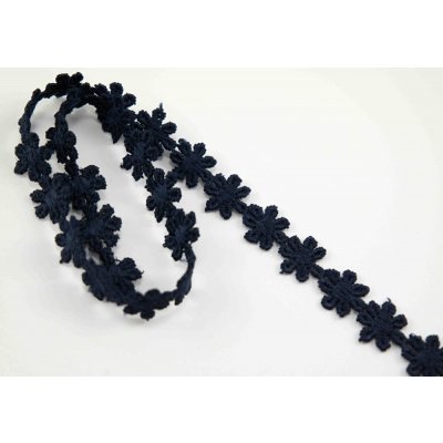 Vzdušná krajka kytička - tmavě modrá - šířka 1,3 cm – Zboží Mobilmania