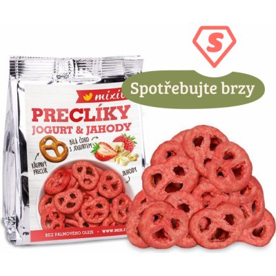 Mixit Preclíky jogurt bílá čokoláda jahody 70 g – Hledejceny.cz