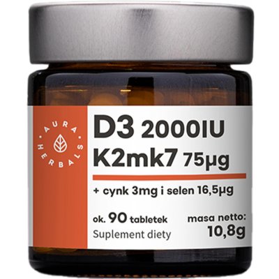 Aura Herbals Vitamin D3 2000IU + K2mk7 + Zinc + Selen 90 tablet – Hledejceny.cz