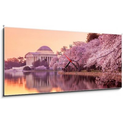 Obraz s hodinami 1D - 120 x 50 cm - the Jefferson Memorial during the Cherry Blossom Festival Jeffersonův památník během festivalu Cherry Blossom – Zboží Mobilmania