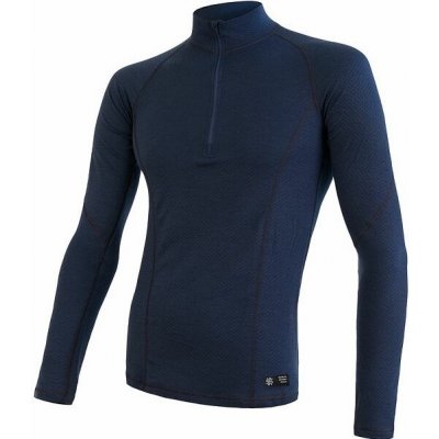 Sensor Merino Double Face pánské tričko dlouhý rukáv zip deep blue – Zboží Mobilmania