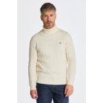 Gant pánský svetr Gant Cotton Cable Turtle Neck hnědá – Zboží Dáma