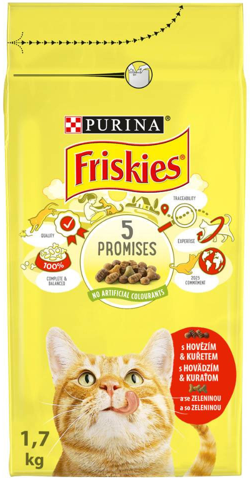 Friskies s lahodnou kombinací hovězího a kuřete a se zeleninou 1,7 kg