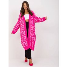 Rue Paris Dlouhý pletený kabátek růžový se vzorem