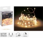 Koopman LED světelný řetěz na baterie 100 LED teplá bílá, stříbrný drát, 500 cm – Hledejceny.cz