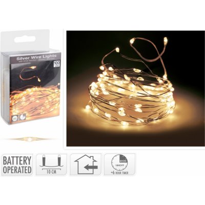 Koopman LED světelný řetěz na baterie 100 LED teplá bílá, stříbrný drát, 500 cm – Hledejceny.cz