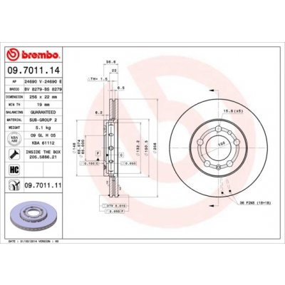 Brzdový kotouč BREMBO 09.7011.11 (09701111) – Zboží Mobilmania