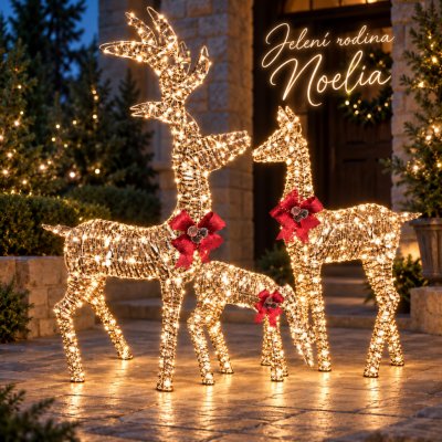 LED jelení rodina Noelia champagne – sada 3 ks, 300 LED s časovačem 566546 – Hledejceny.cz