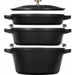 Staub Cocotte 3 ks sada litinového hrnce pánve a pekáče černá 24 cm – Sleviste.cz