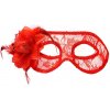 Karnevalový kostým Škraboška krajková červená s růží