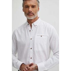 Medicine pánská lněná košile regular s límečkem button-down RS24.KDM050 bílá