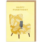 Ohh Deer Přání k narozeninám Happy Purrthday Yellow, žlutá barva, papír – Zboží Dáma