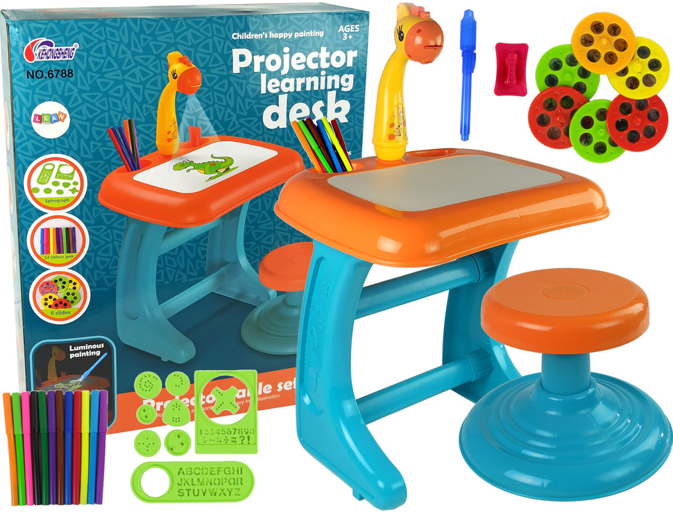 mamido Dětský interaktivní stoleček a židlička modro oranžový