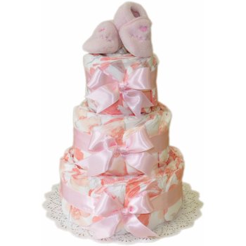 Bebé de París Třípatrový plenkový dort Medvídek růžový