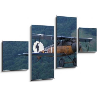 Obraz 4D čtyřdílný - 100 x 60 cm - World War I fighter První bojovník z první světové války – Zboží Mobilmania