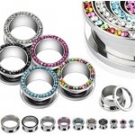 Šperky4U tunel do ucha s černými zirkony TN01010-06B – Sleviste.cz