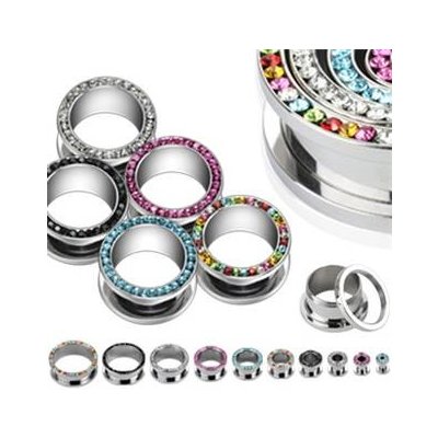 Šperky4U tunel do ucha s černými zirkony TN01010-06B – Sleviste.cz