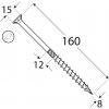 Vrut univerzální CS 08160 tesařský vrut se zapuštěnou hlavou 8x160