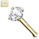 Šperky4U zlatý piercing do nosu čirý zirkon ZL01032-YG – Zboží Dáma