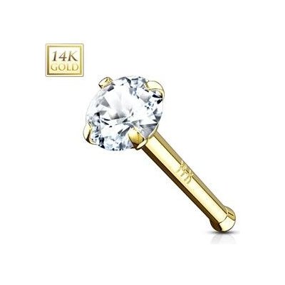 Šperky4U zlatý piercing do nosu čirý zirkon ZL01032-YG – Zboží Dáma