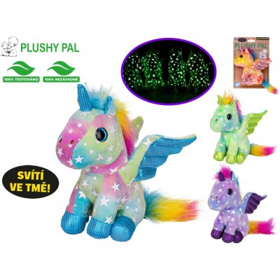 Plushy Pal jednorožec 15 cm sedící s křídly svítící ve tmě Duhová – Zboží Dáma