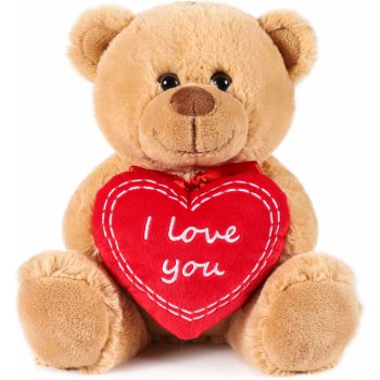 BRUBAKER Medvídek se srdcem červený I Love You medvídek hnědý světle hnědý 25 cm