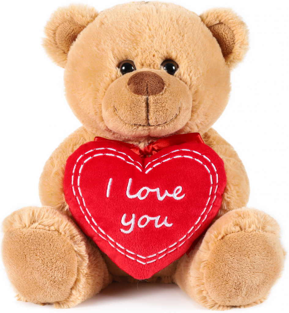 BRUBAKER Medvídek se srdcem červený I Love You medvídek hnědý světle hnědý 25 cm