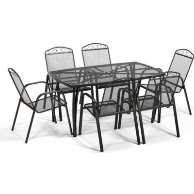 Vikio Zahradní jídelní kovový set pro 6 osob V126C černá – Sleviste.cz