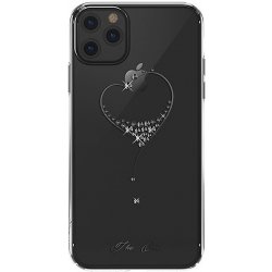 Pouzdro KINGXBAR Apple iPhone 11 Pro Max - čiré s kamínky Swarovski - srdce - černé