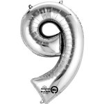 Amscan Balónek fóliový narozeniny číslo 9 stříbrný 86 cm – Sleviste.cz