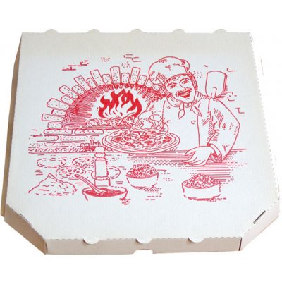 DEKOS Krabice na pizzu 28x28x3cm mvl bílá s potiskem Kuchař – Zboží Mobilmania