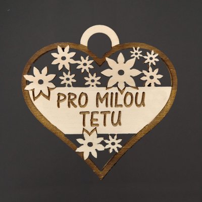 AMADEA Dřevěné srdce s textem pro milou tetu 7 cm český výrobek