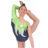Dívčí taneční sukně a dresy Trikot Happy Dance gymnastika černá zelená stříbrná 14