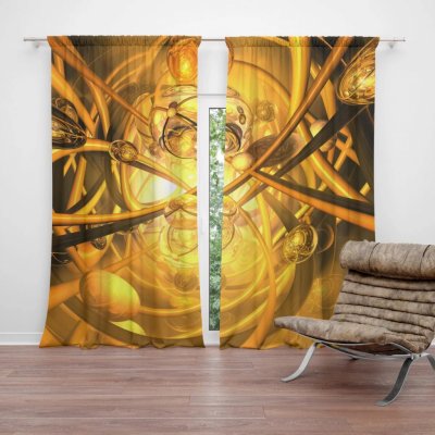 Závěsy Žlutá abstrakce: 2 ks - 140x250 cm - Sablio – Hledejceny.cz